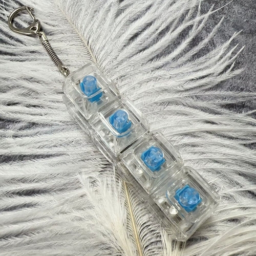 Fidget Toys LED Keyboard Keychain Crystal Clicker Sensory Toy for Stress Relief Keyboard Keychain Fidget Gadget for Adults Kids